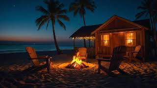 Campfire on the Beach Sounds for Sleep  Fire Crackling amp Ocean Waves for Relaxation [upl. by Iahcedrom]