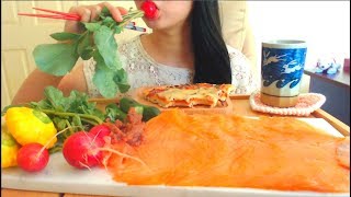 ASMR SALMON SMOKED  CRUNCHY RADISHESSQUASHCUCUMBERS  PIZZA  EATING SOUNDS  NO TALKING [upl. by Ayt]