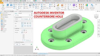 Autodesk Inventor 2024 Tutorial Counterbore Hole [upl. by Isied]