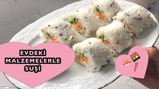 EVDEKİ MALZEMELERLE SUŞİ Sushi YAPTIM‼️🍣🥢🍱 Evde Suşi Yapımı [upl. by Derfla]