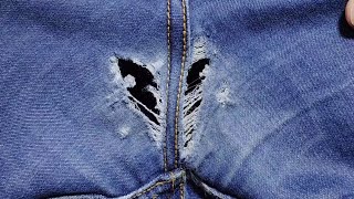 The perfect solution to repair holes in jeans between the legs in an incredible and magical way [upl. by Adnuahsal]