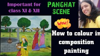 Compositionpaintinginwatercolor composition painting composition painting panghat scene [upl. by Ibrab]