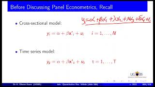 10b Panel data econometrics model – axioms composed error unobserved heterogeneity time dummies [upl. by Ycat]