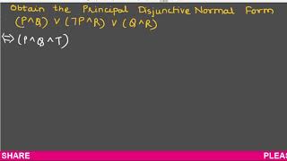 Principal Disjunctive Normal Form Example2  Discrete Mathematics [upl. by Sirtemed606]