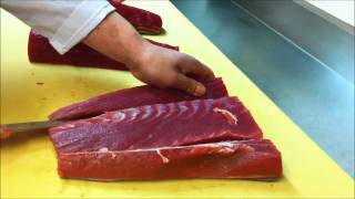 how to cut tuna for sushi sashimi [upl. by Venus512]