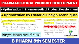 Optimization Techniques in Pharmaceutical Product Development  Optimization by factotial design [upl. by Georgetta]