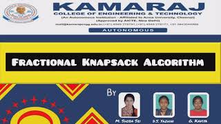 Fractional Knapsack Algorithm Tamil [upl. by Adnahsar142]