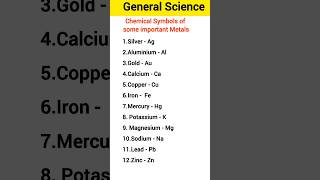 Metals and its Chemical Symbols  Chemical Symbols of Metals [upl. by Willy]