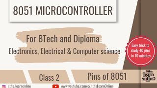 Pins of Microcontroller 8051 class 2  BTech  BE  Diploma  ECE  EL [upl. by Mukerji]