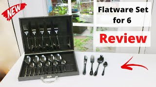 BLACK  24 Piece Flatware Set with Case  Review ✅ [upl. by Zetes41]