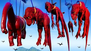 Red Dinosaurs Fighting in Jurassic World Evolution TRex vs IRex vs Spinosaurus Indoraptor [upl. by Bohon]