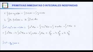 PRIMITIVAS INMEDIATAS O INTEGRALES INDEFINIDAS HD [upl. by Tailor]