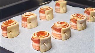 Brilliant appetizer idea in 5 minutes These will disappear in a minute Puff pastry and bacon [upl. by Mcclure]