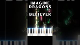 Imagine Dragons  Believer  EASY Piano Rainbow Tutorial shorts pianotutorial easypiano [upl. by Silvan658]