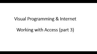 DateTime C Working with ACCESS Part 3 [upl. by Gilemette]