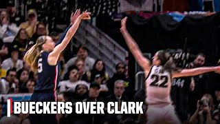 Paige Bueckers nails a 3 OVER Caitlin Clark 😱  NCAA Final Four  ESPN College Basketball [upl. by Ellenaj]