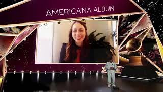 Sarah Jarosz Wins Best Americana Album  2021 GRAMMY Awards Show Acceptance Speech [upl. by Elana]