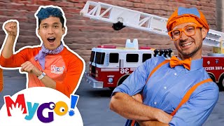 Blippi Explores a Fire Truck  Blippi  Educational Videos  MyGo Sign Language For Kids  ASL [upl. by Nolyaw36]