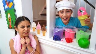 Heidi and Zidane pretend play selling sand ice cream compilation videos for kids [upl. by Einobe]