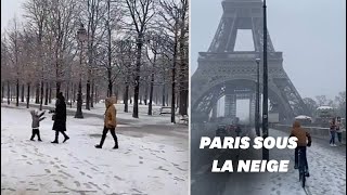 Les images des chutes de neige à Paris et dans le Nord de la France [upl. by Eerdua938]