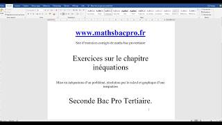 correction ex  inéquations  seconde bac pro [upl. by Ahsienroc]