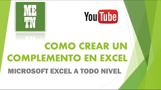 Como crear un complemento  Microsoft Excel [upl. by Scherle58]