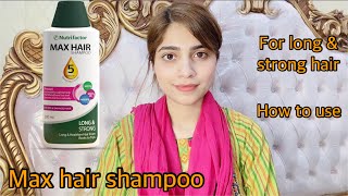 Max hair shampoo review Nutrifactor product Max hair shampoo for long amp strong hair How to use [upl. by Einnalem214]