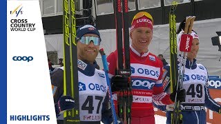 Highlights  Bolshunov puts pressure on Klaebo  Mens 15 km  Falun  FIS Cross Country [upl. by Vanhook]