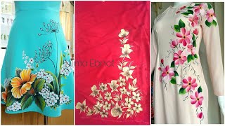 Hand Painting dress design idea  50 Fabric painting design 2021 [upl. by Darby246]