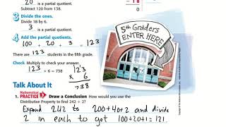 5th Grade Chapter 3 Lesson 7 Distributive Property and Partial Quotients [upl. by Va]