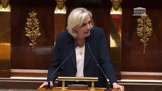 Projet de loi de finances pour 2025 budget  lintervention de Marine Le Pen [upl. by Ynetruoc]