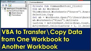 VBA Macro to Copy Data to Another Workbook [upl. by Imis]