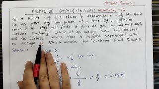 Model 2 MM1 NFCFS  Numerical Problem 2  Queueing Theory in Operation Research [upl. by Dahsra]