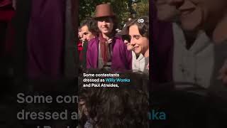 Timothee Chalamet surprised fans by crashing his own lookalike contest in New York  DW News [upl. by Shepperd235]