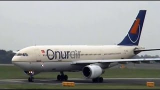 Airbus A300B4 1982 classic Onur air TCONU at Manchester Airport in 2007 Turn up the volume [upl. by Lukin777]