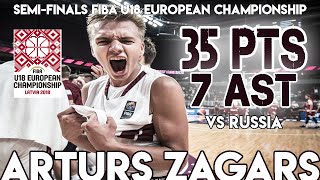 HIGHLIGHTS ARTURS ZAGARS LAT 35 PTS  7 AST  12 FINALS 2018 FIBA U18 European Championship [upl. by Beshore]