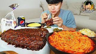 ASMR MUKBANG 치즈등갈비 치즈 퐁듀 해장파스타 먹방 FIRE NOODLE AND CHEESE BACK RIBS AND CHEESE FONDUE EATING SOUND [upl. by Acirem]