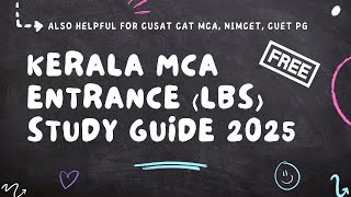 LBS MCA Kerala Entrance Exam Complete Preparation Guide FREE 2024 [upl. by Ronnoc]