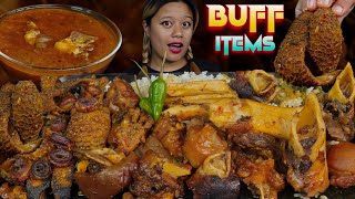 Extremely Delicious Buff leg amp innards curry with rice amp gravy mukbang  buff leg amp buff honeycomb🔥 [upl. by Anaujahs]