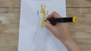 ESKIZ CHIZISH TOVUSDAN ILHOMLANGAN HOLDA ESKIZ  FASHION SKETCHING [upl. by Jada]