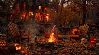 Cozy Autumn Haunted House Halloween Ambience with Relaxing Crackling Fire amp Nature Sounds for Sleep [upl. by Regni]