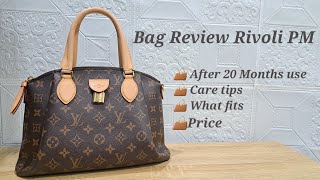 Bag Review  Louis Vuitton Rivoli PM  20 Months use  What Fits  Price [upl. by Homans928]