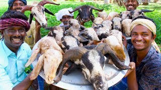 KING of GOAT HEAD CURRY  Goat Heat Recipe Cooking in Village by Villagers  Tasty Village Food [upl. by Areemas]