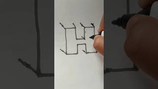 3d art H drawing drawing art shorts youtubeshorts easydrawing [upl. by Newman]