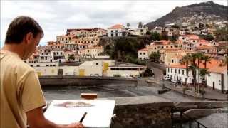 Patrick Fouilhoux aquarelles à Madère  watercolour painting in Madeira Portugal [upl. by Atisusej]