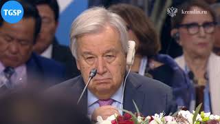 UN chief listening to Putin in BRICS Summit 2024 [upl. by Weingarten473]