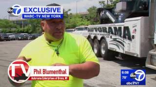 Bronx Towing Operation Skillfully Saves Dangling Semi Truck Trailer [upl. by Merth53]