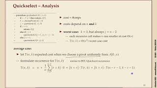 Effiziente Algorithmen 52 Order statistics amp Quickselect [upl. by Higley774]