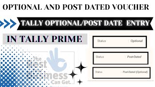 Post dated Cheque In Tally Prime Optional Voucher In Tally Prime PDC Cheque Entry By SoftwareGuru [upl. by Kirch]