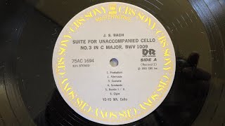 BACH No3 in C Major BWV1009 YOYO MA Cello ヨーヨーマ 無伴奏チェロ組曲 第3番 ハ長調 1983 [upl. by Noteek]